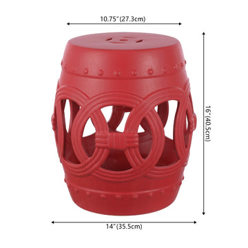 Lucky Coins 16" Chinese Ceramic Drum Garden Stool - JONATHAN Y